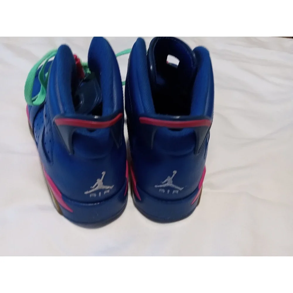 Air Jordan 6 Retro GS Seahawks Deep‎ Royal Blue Green Pink 543390-439 Size 6.5Y